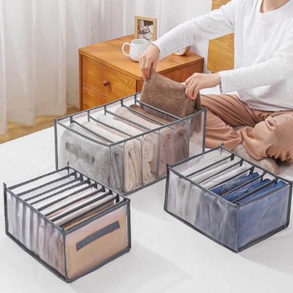 Foldable Clothes Organizer Box, Mesh Closet Underwear Storage Bins, Washable - Picture 2 of 4